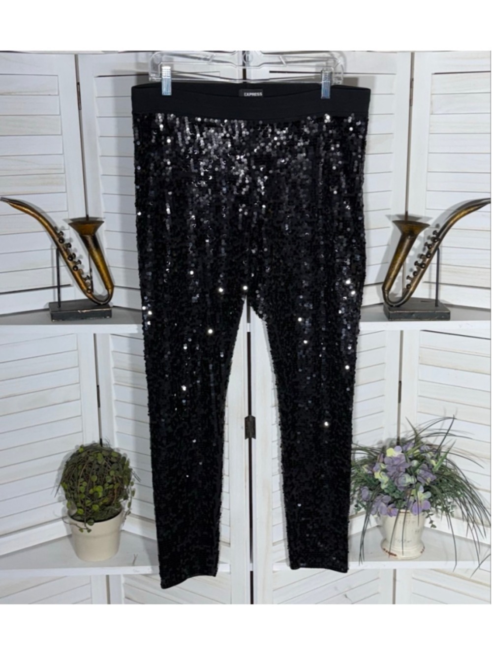 Express sequined pants cocktail party elastic waistY2K whimsigoth glam clubbing